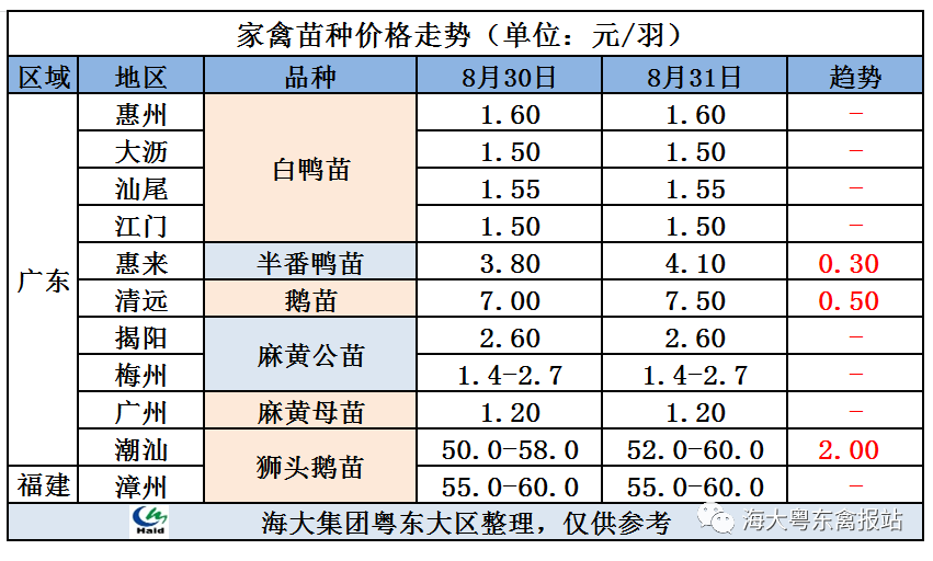 最新鹅市价行情一览