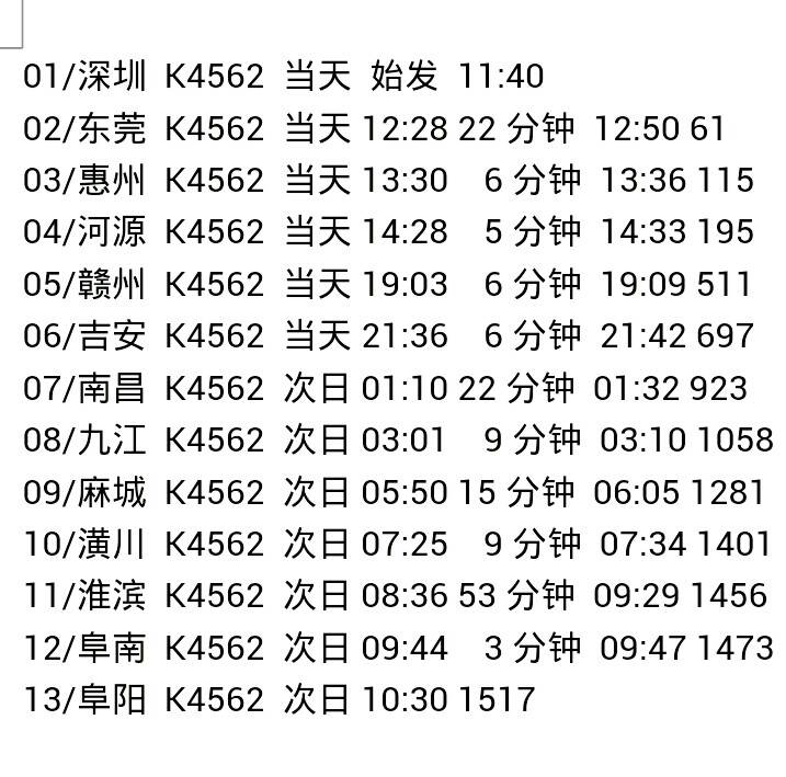 最新发布k692列车时刻表