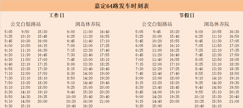 嘉定区64路公交实时时刻表全新发布